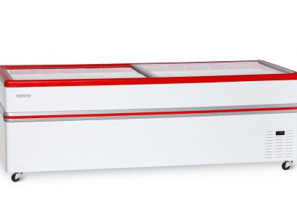 Ларь-бонета Bonvini BF2500 BF-L (колеса, 10 корзин) Серый  с прямым стеклом 1100 л