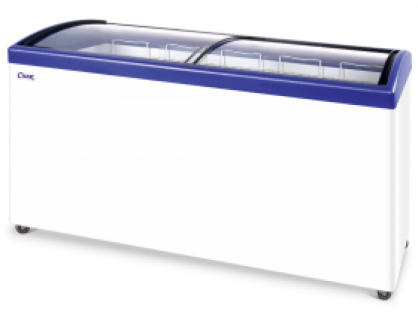 Ларь морозильный Снеж МЛГ-700 (колеса, 7 корзины) синий с гнутым стеклом 630 л