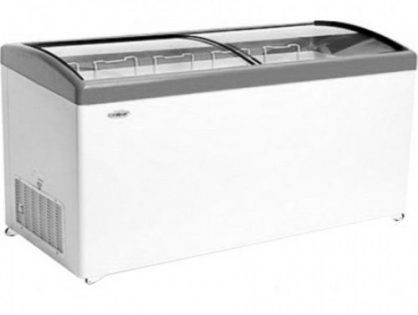 Ларь морозильный Снеж МЛГ-600 (колеса, 6 корзины) серый с гнутым стеклом 551 л